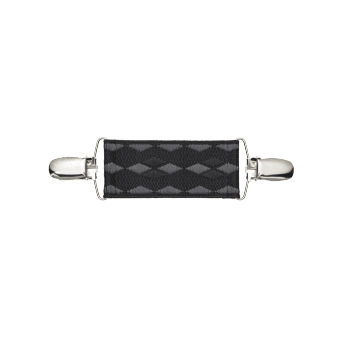 Spinkobroszka TwinPin Czarno-szare romby 8 cm - obrazek 1