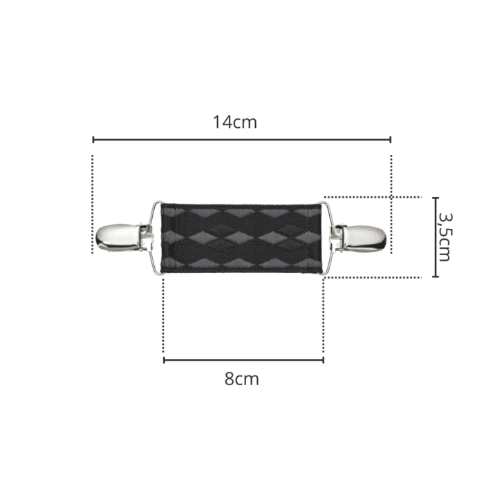 Spinkobroszka TwinPin Czarno-szare romby 8 cm - obrazek 2