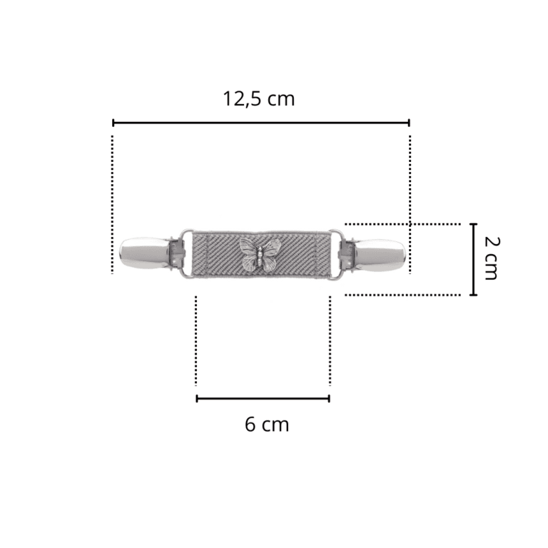 Spinkobroszka TwinPin Szary motyl 6 cm