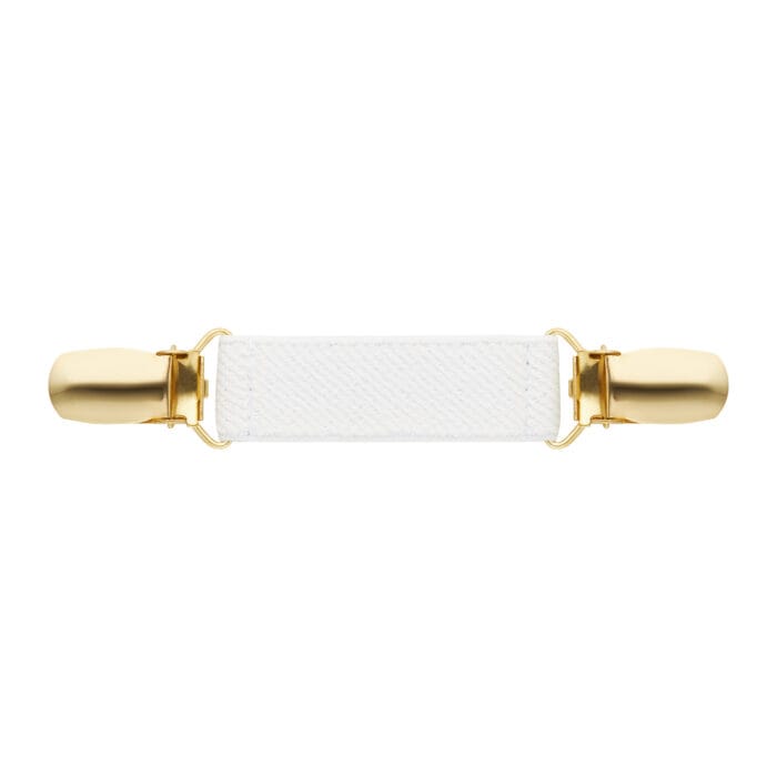 Spinkobroszka TwinPin Biała 6 cm - złote zapinki - obrazek 1