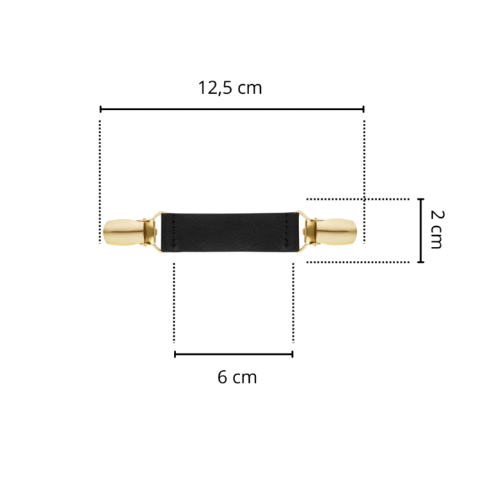Spinkobroszka TwinPin czarna skóra 6 cm - złote zapinki - obrazek 2