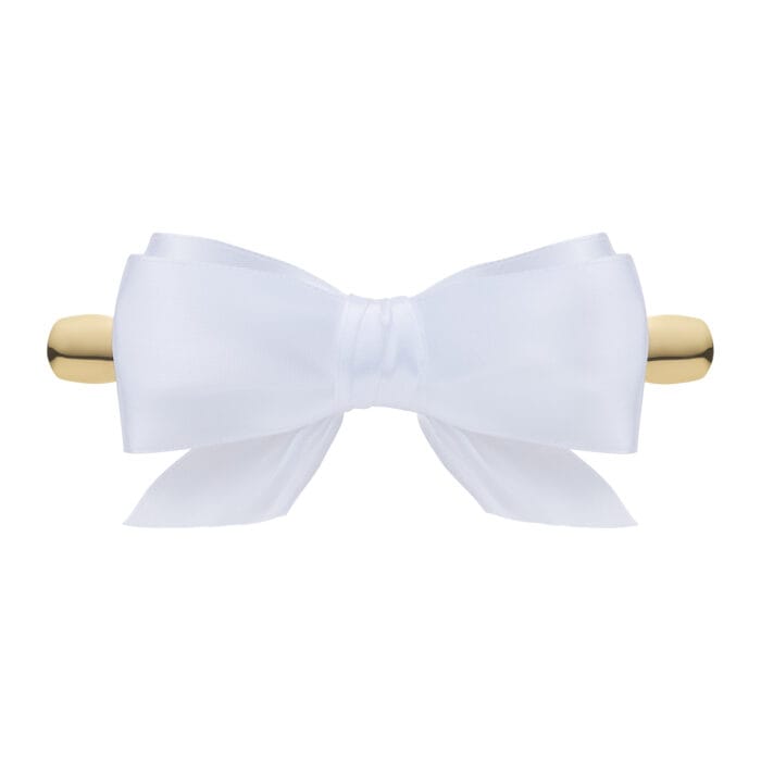 TwinPin Kokoro Bow White - spinka z ręcznie wiązana kokardą - obrazek 1